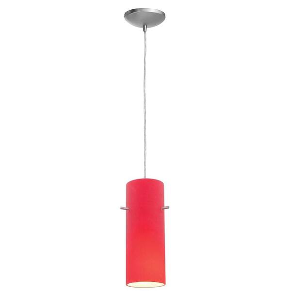 Access Lighting 1-Light Pendant Brushed Steel Finish Red Glass-DISCONTINUED