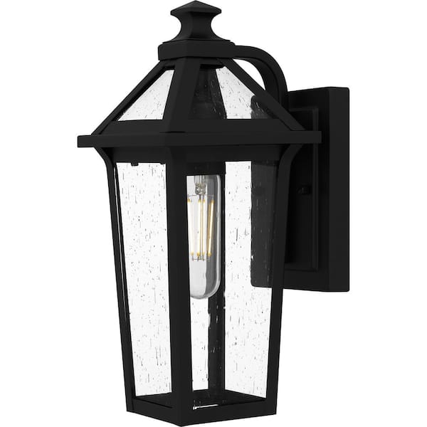 Quoizel Boulevard 13 in. Matte Black Outdoor Hardwired Wall Lantern Sconce