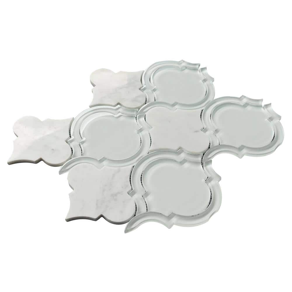 Polished White Marble Look Versailles Mosaic Tile Sheet