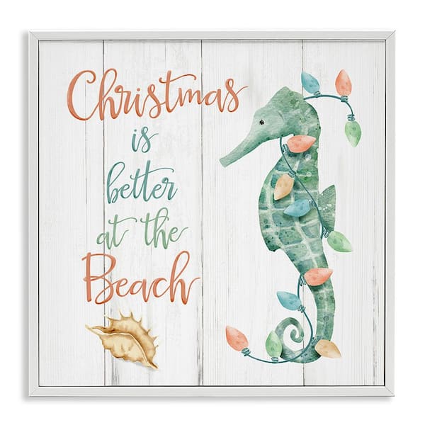 Stupell Industries Christmas Better at Beach by Deane Beesley 1-Piece Framed Graphic Print Animal Poster Art Print 24 in. x 24 in.