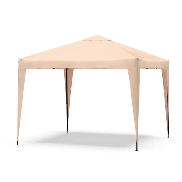 Clearbrook 10 ft. x 10 ft. Beige Outdoor Easy Pop-Up Tent with Adjustable Legs