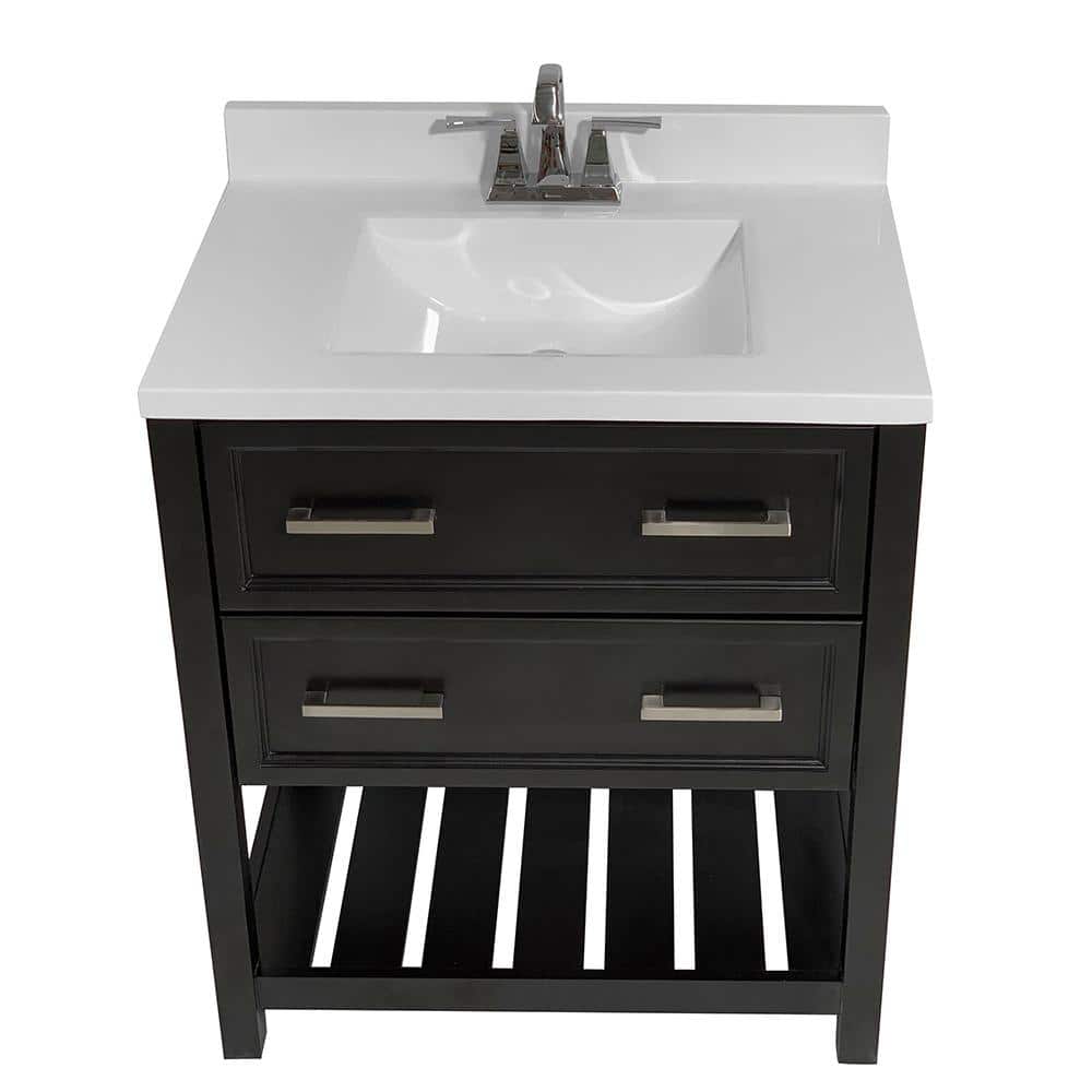 Espresso and White 31'' Single Bathroom Vanity with Cultured Marble Top
