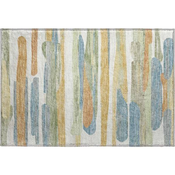 Mayfield Premium Machine Washable Abstract AMF2542 Ivory 2 ft. x 3 ft. Accent Rug