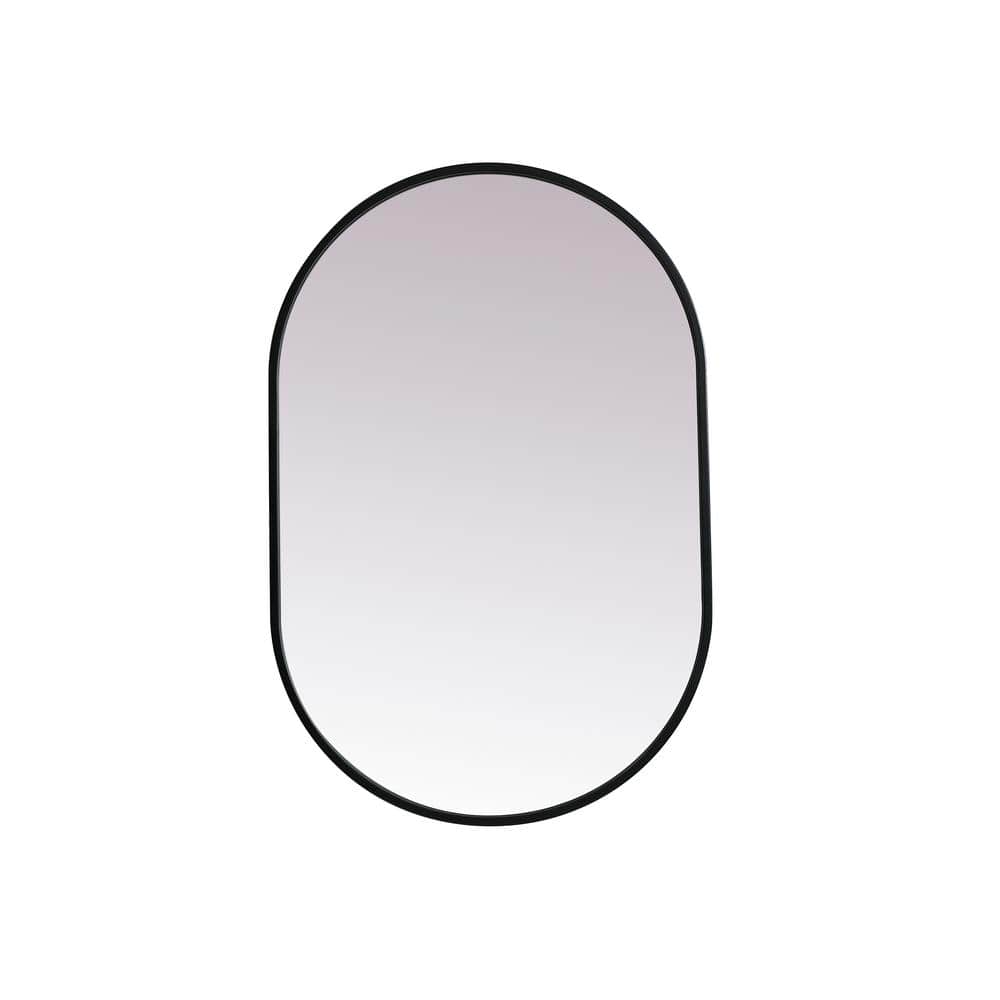Simply Living 20 in. W x 30 in. H Oval Metal Framed Black Mirror