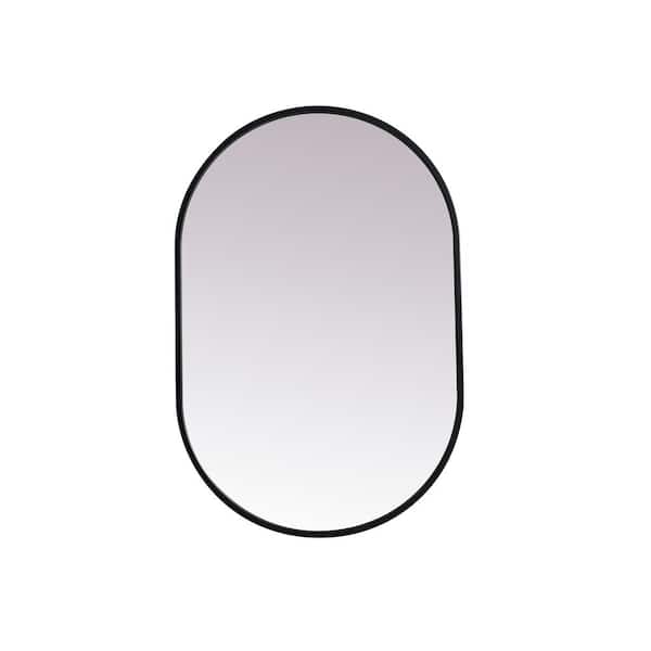 Unbranded Simply Living 20 in. W x 30 in. H Oval Metal Framed Black Mirror