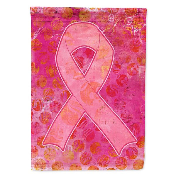 Caroline's Treasures 11 in. x 15-1/2 in. Polyester Artsy Breast Cancer Pink Ribbon 2-Sided 2-Ply Garden Flag