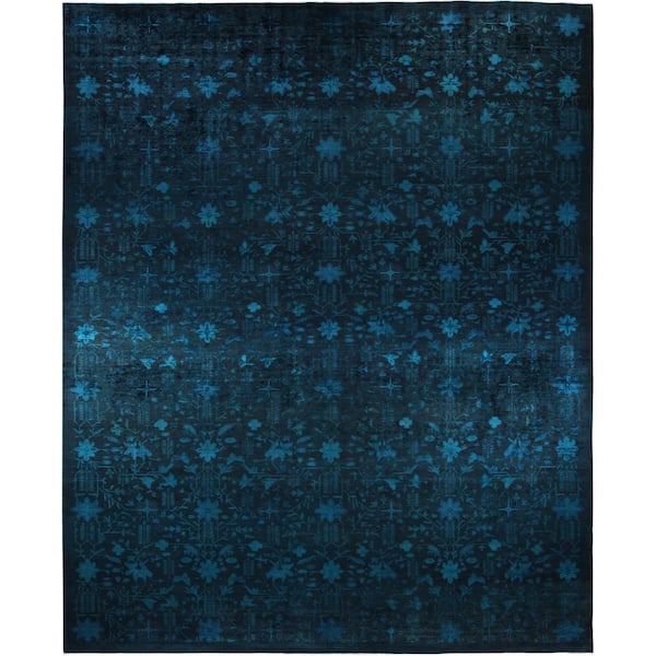 Fine Vibrance Black 12 X 18 Hand-Knotted Wool Indoor Area Rug