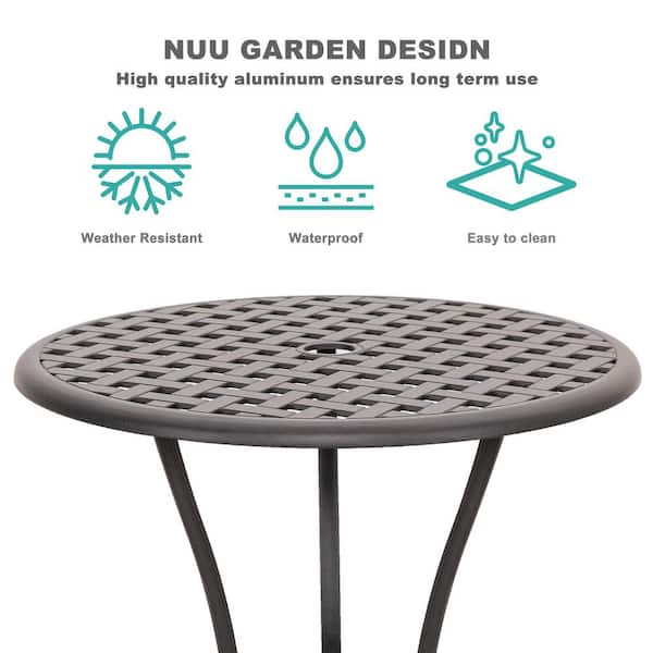 Nuu Garden 3 Piece Cast Aluminum Patio, How To Shine Aluminum Patio Furniture
