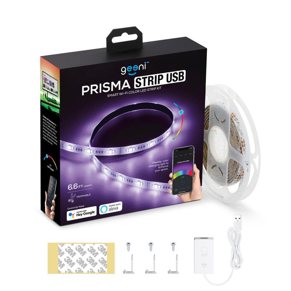 samvittighed komedie håndvask Geeni Prisma USB 6.6 ft. Smart LED Multi-Color Under Cabinet Light, Alexa  and Google Assistant Compatible GN-EW008-999 - The Home Depot