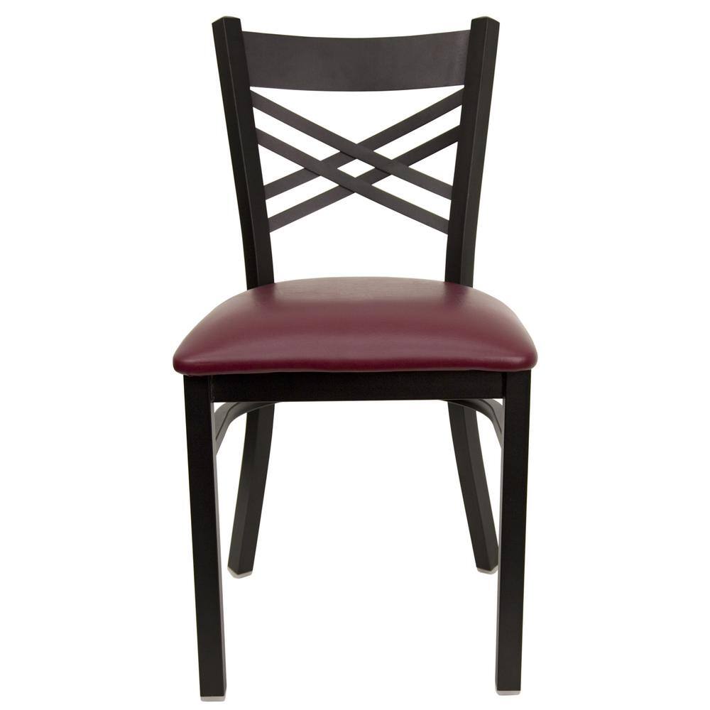 Hercules Series 17'' Red and Black Metal Cross Back Side Chair
