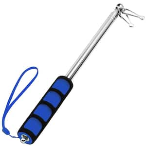 5 ft. Blue Stainless Steel Lightweight Extendable Telescopic Handheld Flagpoles, Portable Staff with Clips