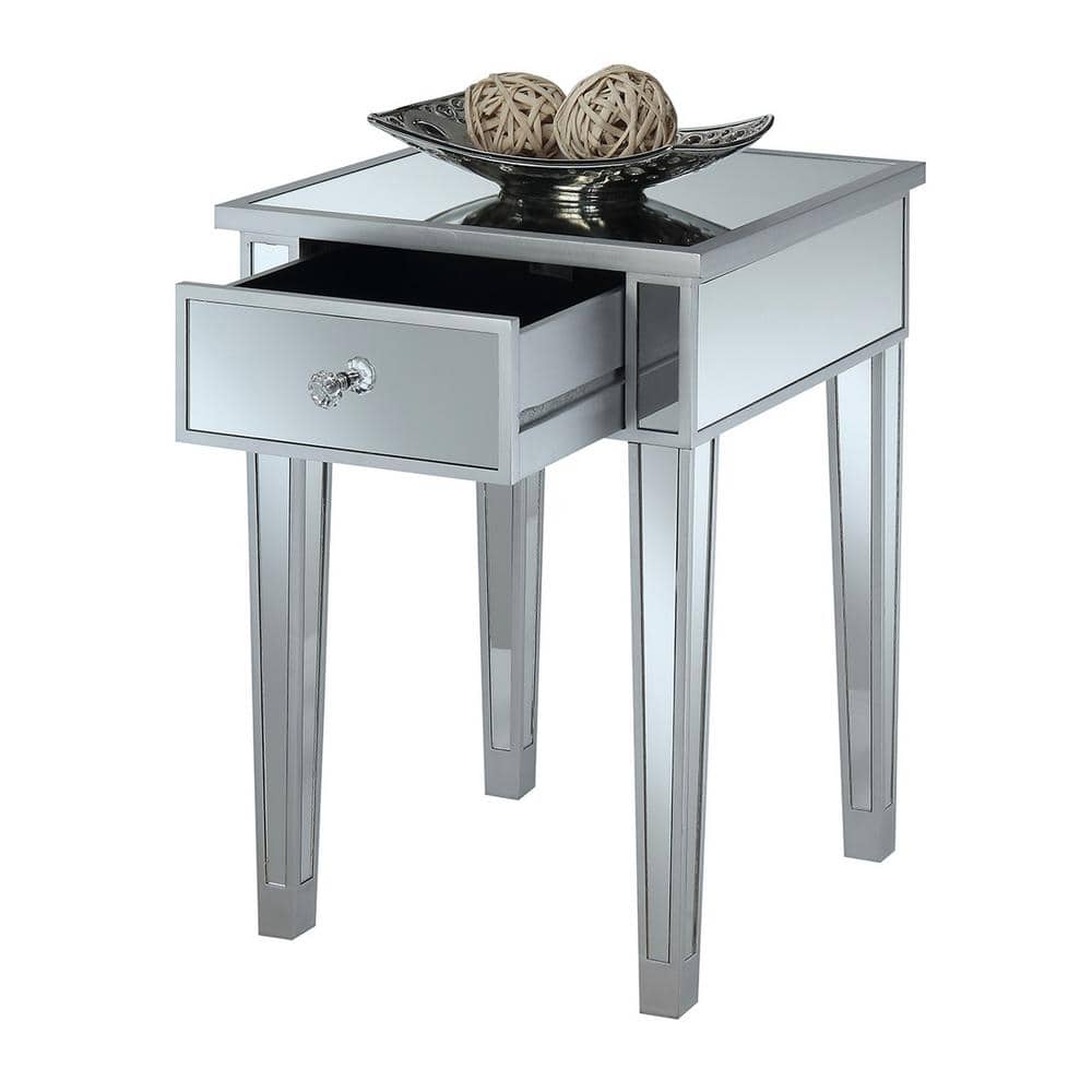 Gold Coast 18" Square Mirrored End Table with Fir Wood Base