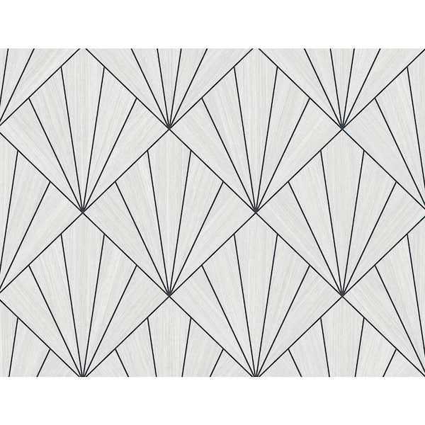Seabrook Designs 60.75 sq. ft. Parchment and Black Mikkeli Embossed Vinyl Unpasted Wallpaper Roll
