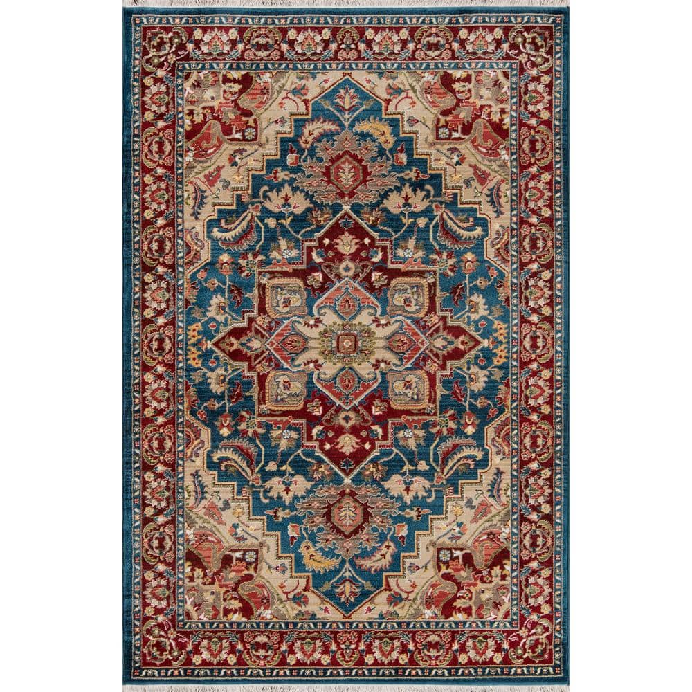 Lenox Blue Flat Woven Wool and Synthetic Area Rug