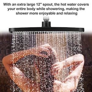 Rainfull 8-Spray 12 in. Wall Mount Dual Shower Head and Handheld Shower Head with 2.0 GPM in Matte Black