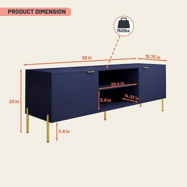 Clihome Modern/Contemporary Navy Tv Cabinet (Accommodates TVs up to 60-in)
