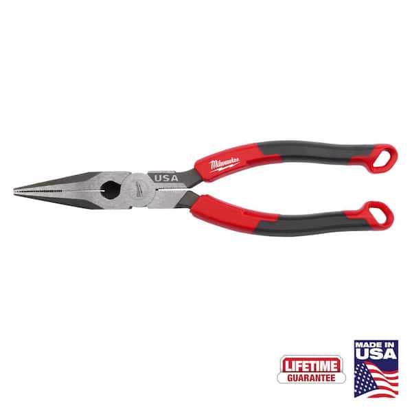 Milwaukee 8 in. Long Needle Nose Pliers with Fish Tape Puller and Comfort Grip