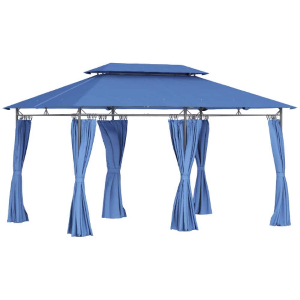 10' x 13' Outdoor Double Roof Gazebo, Outsunny Patio Shelter with Curtains for Lawn & Deck, Dark Blue price history on PriceWatchPro