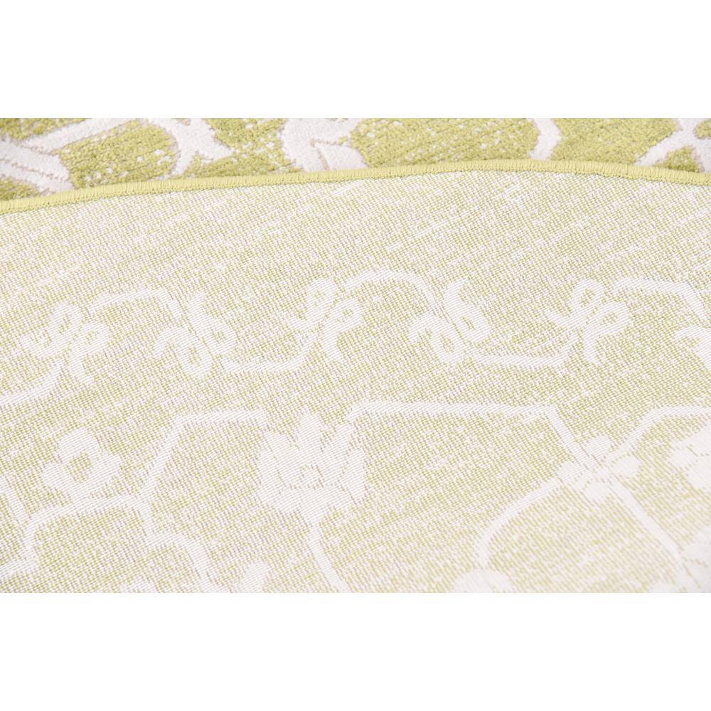 Round Light Green Abstract Synthetic Easy Care Rug