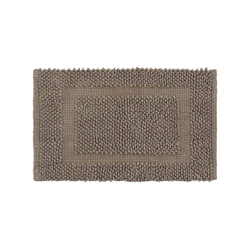 Jean Pierre NEW YORK Sophie Border Brown Cappuccino 27 in. x 45 in. Cotton Textured Bath Mat YMB023029
