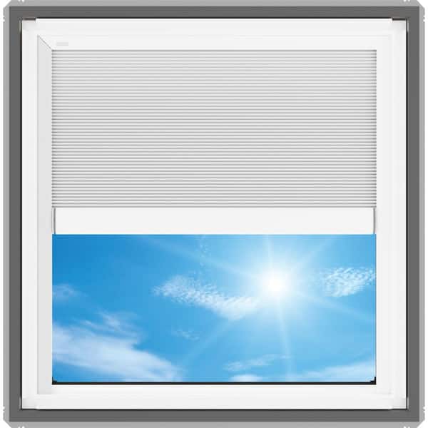 30-1/16 in. x 30 in. Fixed Deck Mount Skylight with Laminated Low-E3 Glass, White Solar Powered Room Darkening Shade