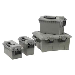 20 gal. Dry Storage Box Set with 3-Piece Nested Mini Dry Box Storage in OD Green