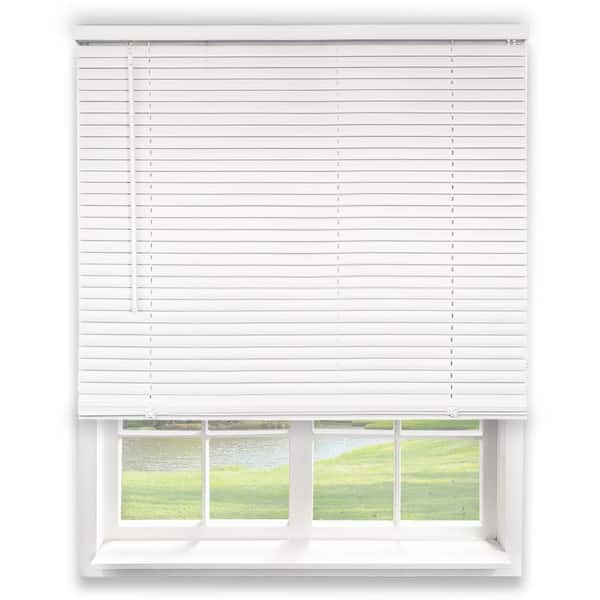 White Cordless Room Darkening Vinyl Mini Blind with 1 in. Slats 67 in. W x 84 in. L