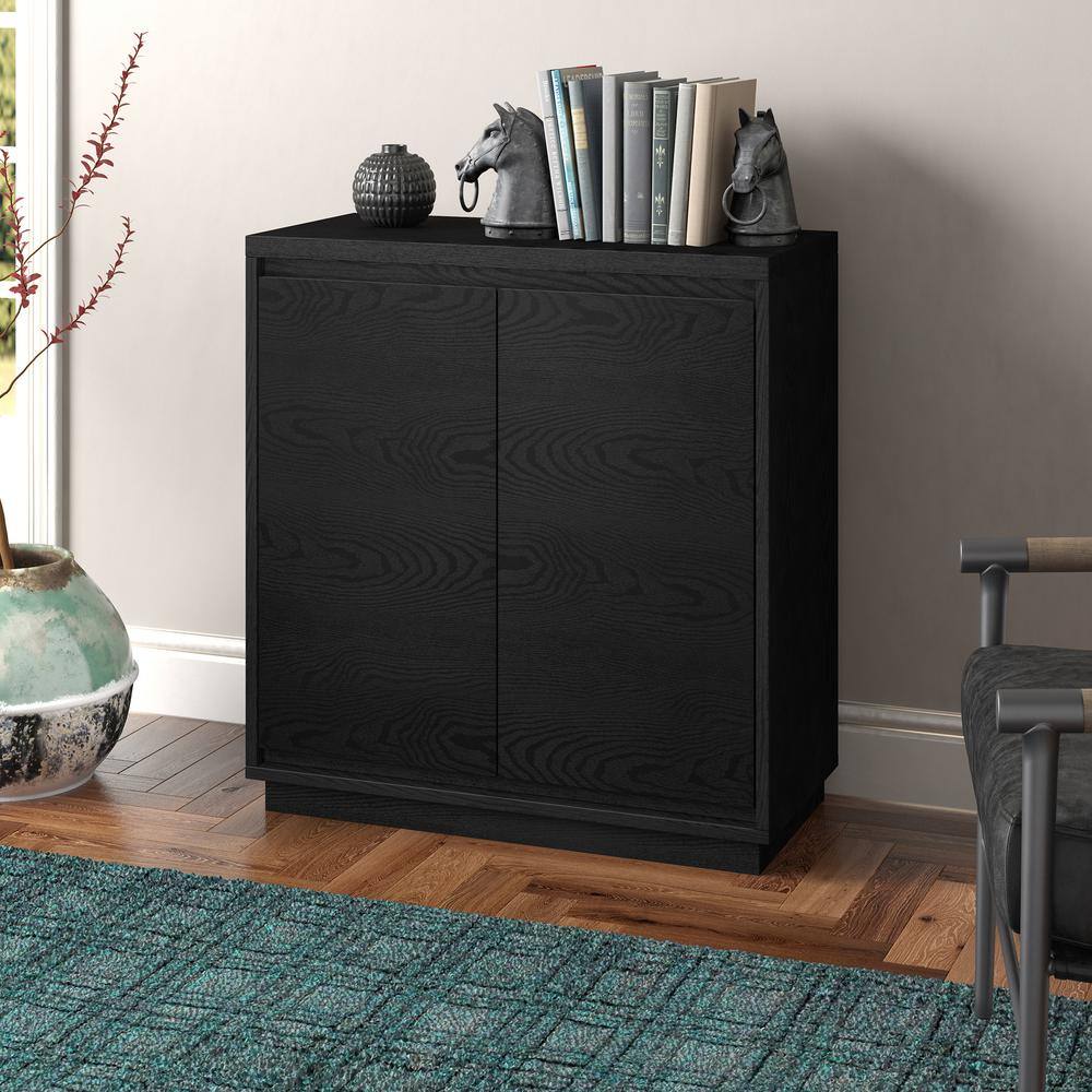 Black Grain MDF Rectangular Accent Cabinet with Adjustable Shelving