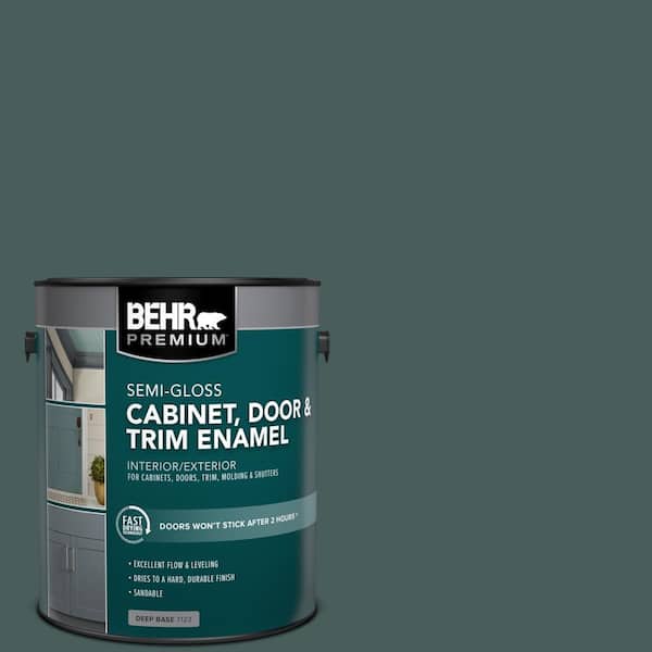 BEHR PREMIUM 1 gal. #N430-7 Silken Pine Semi-Gloss Enamel Interior/Exterior Cabinet, Door & Trim Paint