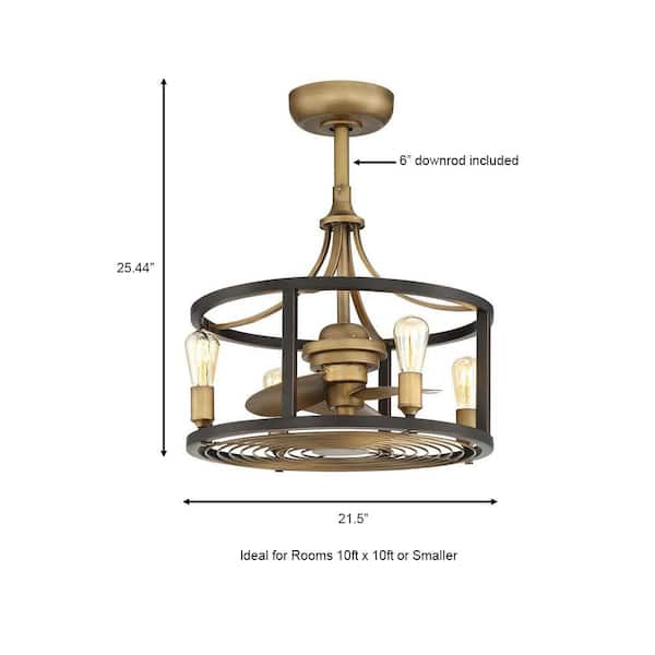 Ceiling Fan Light Kit Remote 21.5 in Vintage Brass Dual Mount Indoor/Outdoor 