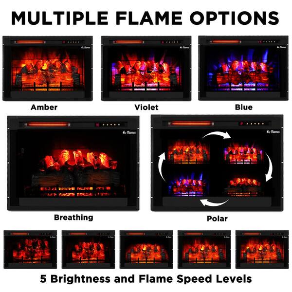 TURBRO In Flames 28 in. in-Wall Recessed Electric Fireplace Insert Infrared  Space Heater with Adjustable Flame Effects INF28-3D - The Home Depot