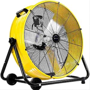 Industrial Fan 24 Inch Heavy Duty Drum 3 Speed 8100 CFM Air Circulation High Velocity Fan For Warehouse Yellow