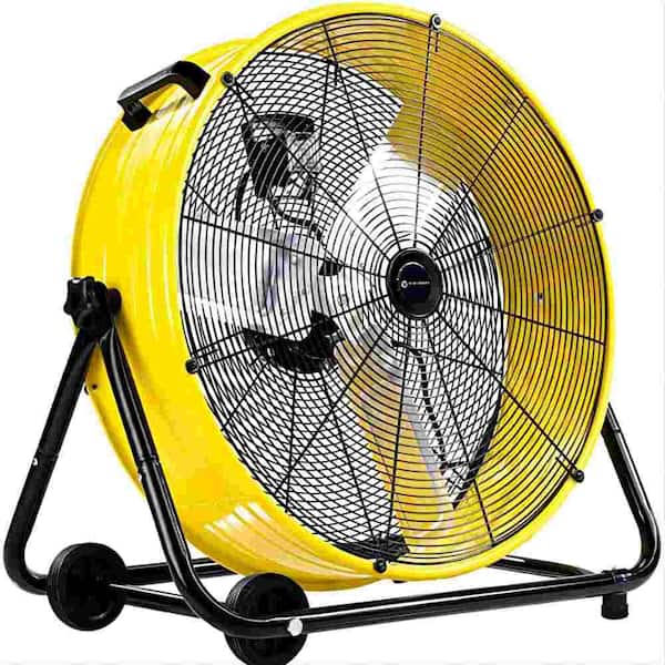 Deeshe Industrial Fan 24 Inch Heavy Duty Drum 3 Speed 8100 CFM Air Circulation High Velocity Fan For Warehouse Yellow