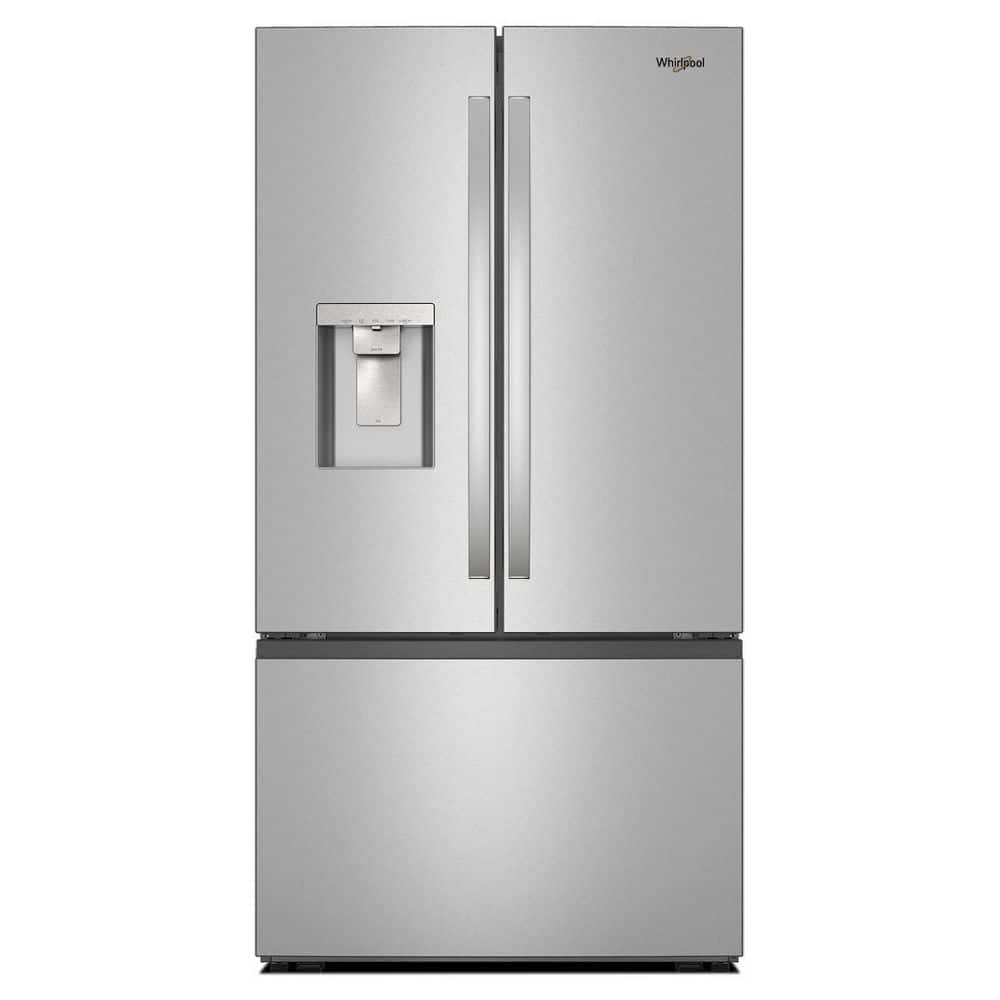Whirlpool 36 in. 30 cu. ft. Standard Depth French Door Refrigerator in Print Resist Stainless w/ In-Door Water and Ice Maker