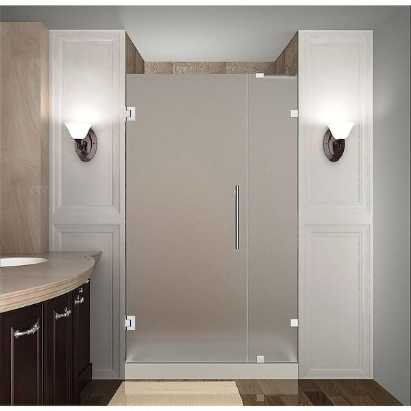 Aston Nautis 31 in. x 72 in. Completely Frameless Hinged Shower Door with Frosted Glass in Chrome