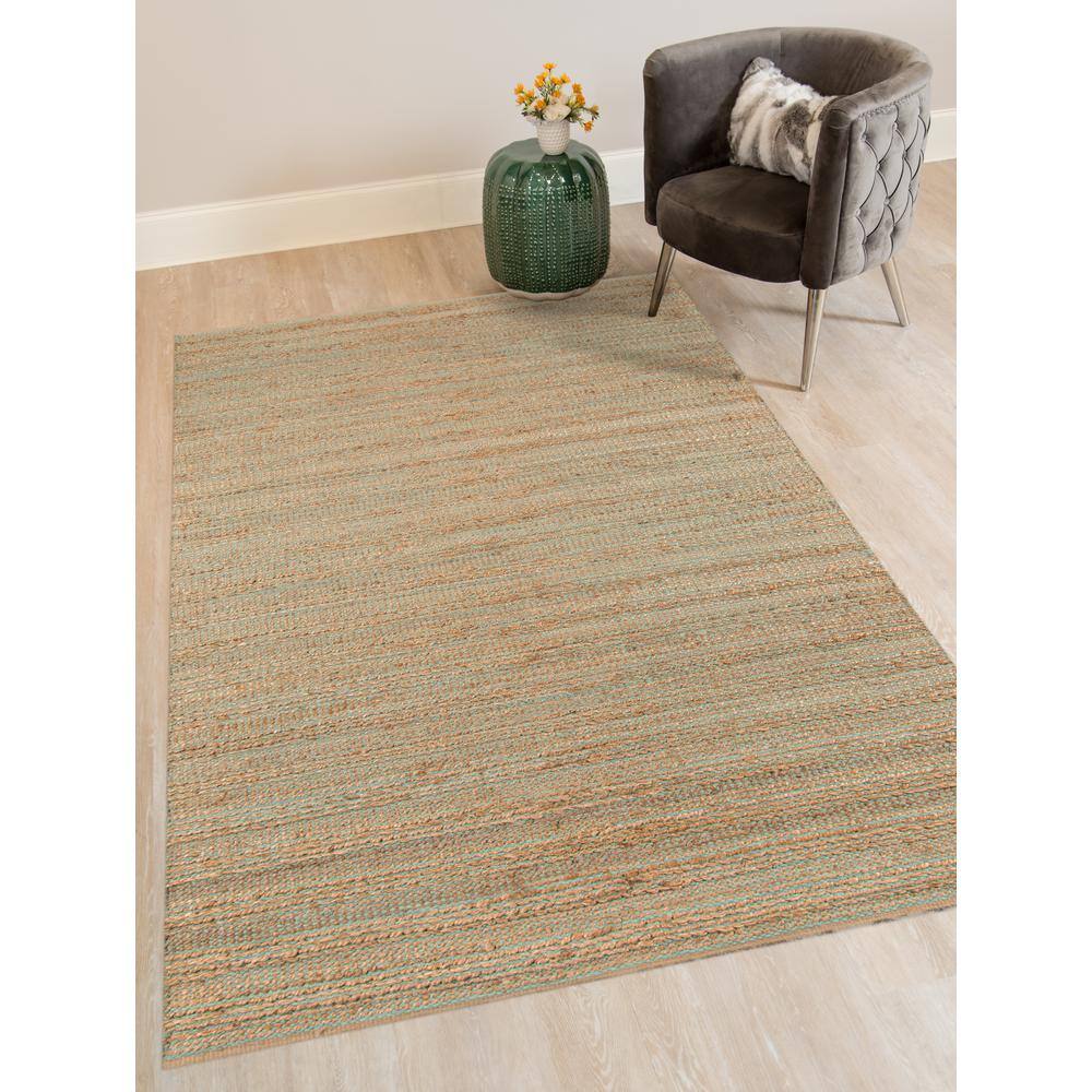 Hand-Woven Aqua Wool 8' x 10' Reversible Area Rug