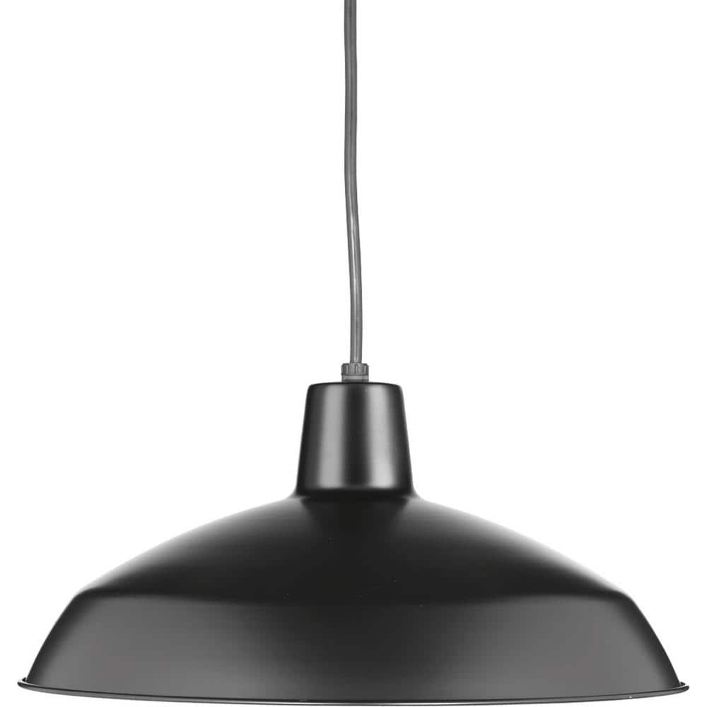 Matte Black Glass Indoor/Outdoor Pendant Light, 16" Wide