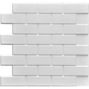 3D Falkirk Retro IV 23 in. x 23 in. Pearl White Faux Brick PVC Decorative Wall Paneling (10-Pack)