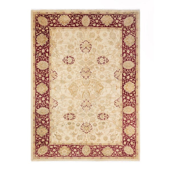 Mogul Traditional Ivory 6 ft. 2 in. x 8 ft. 6 in. Oriental Area Rug