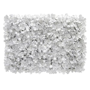 16 in. x 24 in. Silver Artificial Hydrangea Flower Wall Panel Hedge Mat Backdrop Privacy Screen (Set of 4)