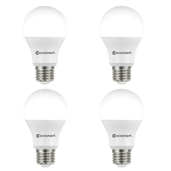 Superficial topic Secrete EcoSmart 60-Watt Equivalent A19 Non-Dimmable LED Light Bulb Soft White  (4-Pack) B7A19A60WUL14 - The Home Depot