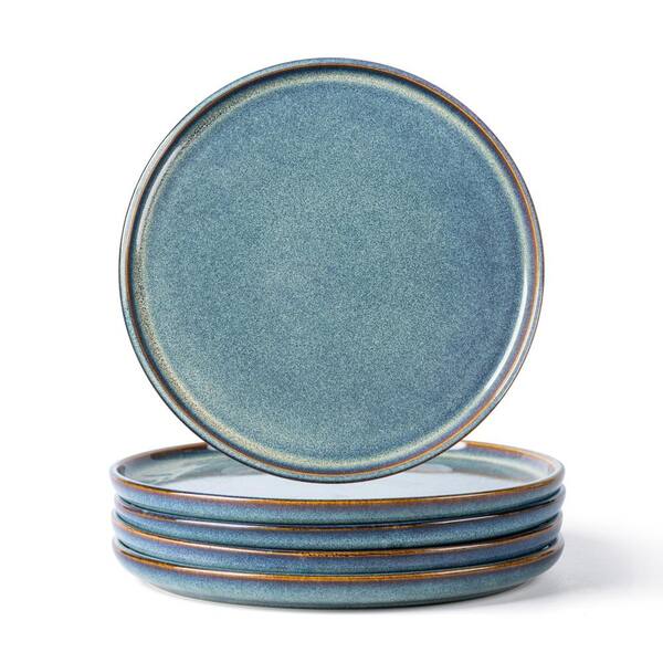 Set of 6 Reactive Glaze Stoneware Plates 8.5 Inch Small Dinner Dessert Salad Appetizer Plate Set