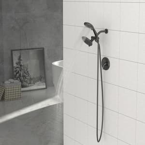 5-Spray Patterns with 1.8 GPM 6 in. Wall Mounted Rainfall Dual Shower Head in Matte Black (Valve Included)