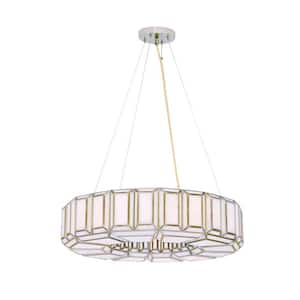 Belmont 8-Light Antique Brass Circle Chandelier with White Glass Shades