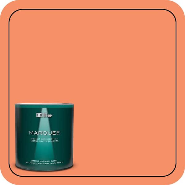 BEHR MARQUEE 1 qt. #210B-5 Tangerine Dream Semi-Gloss Enamel Interior Paint & Primer