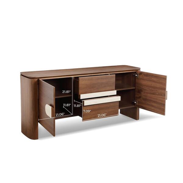 Spruce & Spring Edmund Modern Walnut Wood Buffet Sideboard with
