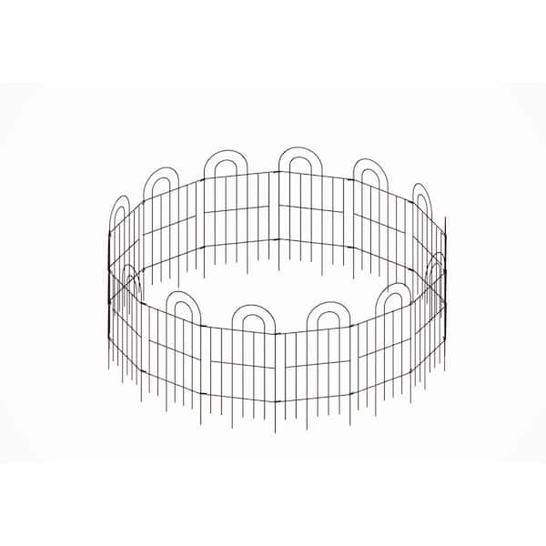 245 in. L x 32 in. H 14-Panels Black Composite Fence Rail Decorative Garden Fence, Decorative Border Fence for Landscape