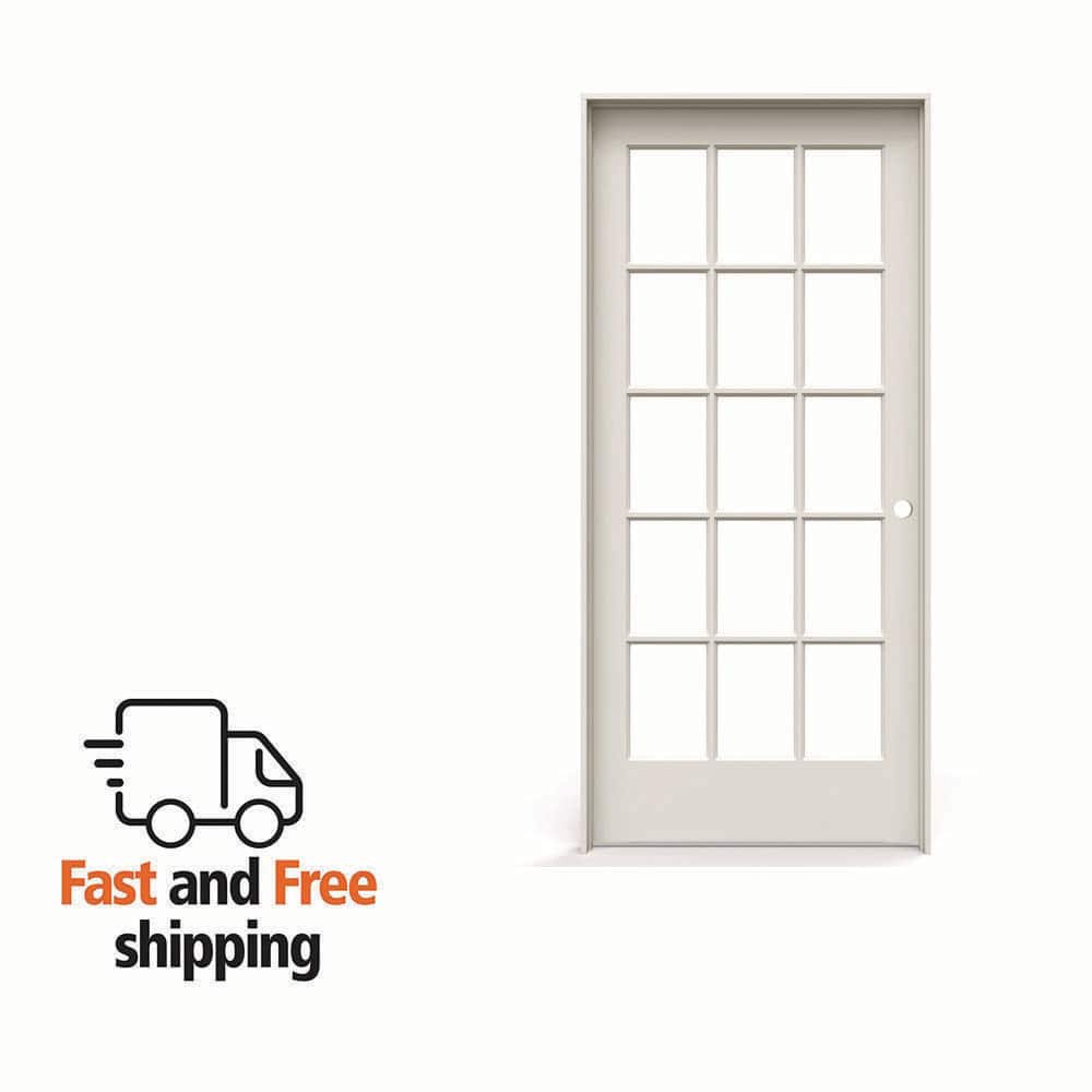 MMI DOOR 36 in. x 84 in. Left Handed Primed Composite Clear Glass