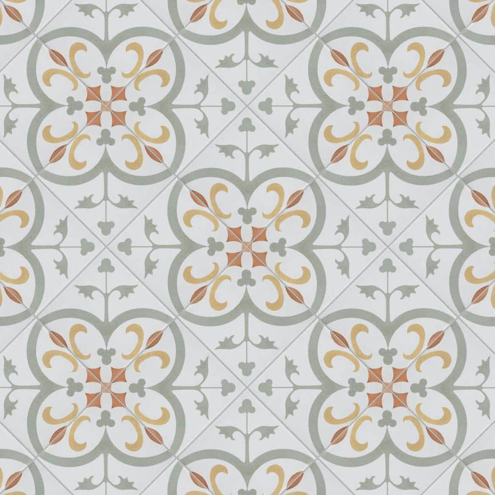 Revival Mini Memory 4" x 4" Off-White Ceramic Patterned Tile