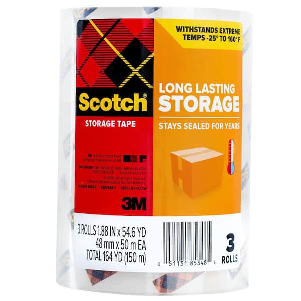 Scotch 1.88 in. x 54.6 yds. Long Lasting Moving and Storage Packaging Tape (3-Pack)